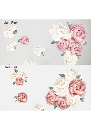 Ruicoo Kendinden Yapışkanlı Şık Peony Duvar Çıkartması - Su Geçirmez & Çıkarılabilir 60x45cm Koyu Pembe
