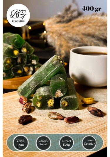 Elmalı Fıstıklı Çifte Kavrulmuş Fitil Lokum - Türk Lokumu - 400 Gr