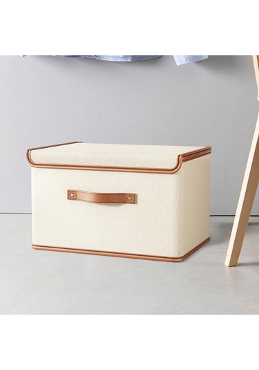 Suntek Katlanabilir Organizatör Kapaklı Saklama Kutusu Bej 50 x 35 x 31 CM