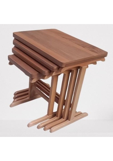 Zigon Ilgaz T Sehpa Model Kayın Gövde Parlak Ceviz Renk Kutuda Sevk El Yapım