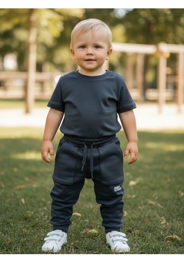 Zekids Erkek Çocuk Cepli Jogger Eşofman Alt-16386 İndigo