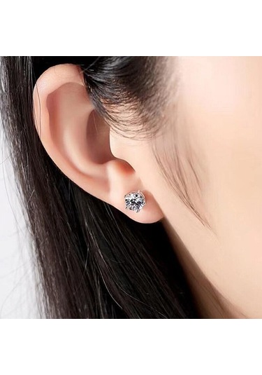 Beyaz Bagueringen 1.0ct D Renk Gra Mozanit Elmas 925 Ayar Gümüş Klasik Saplama Küpe Kadın Güzel Takı Düğün Hediyeleri Için