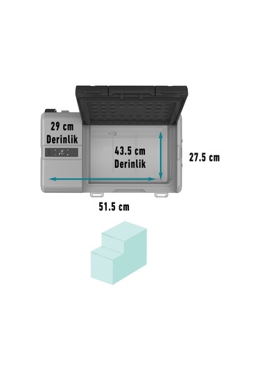 52Lt Akülü Oto Buzdolabı & Dondurucu 12/24V Lg Kompresörlü De52S