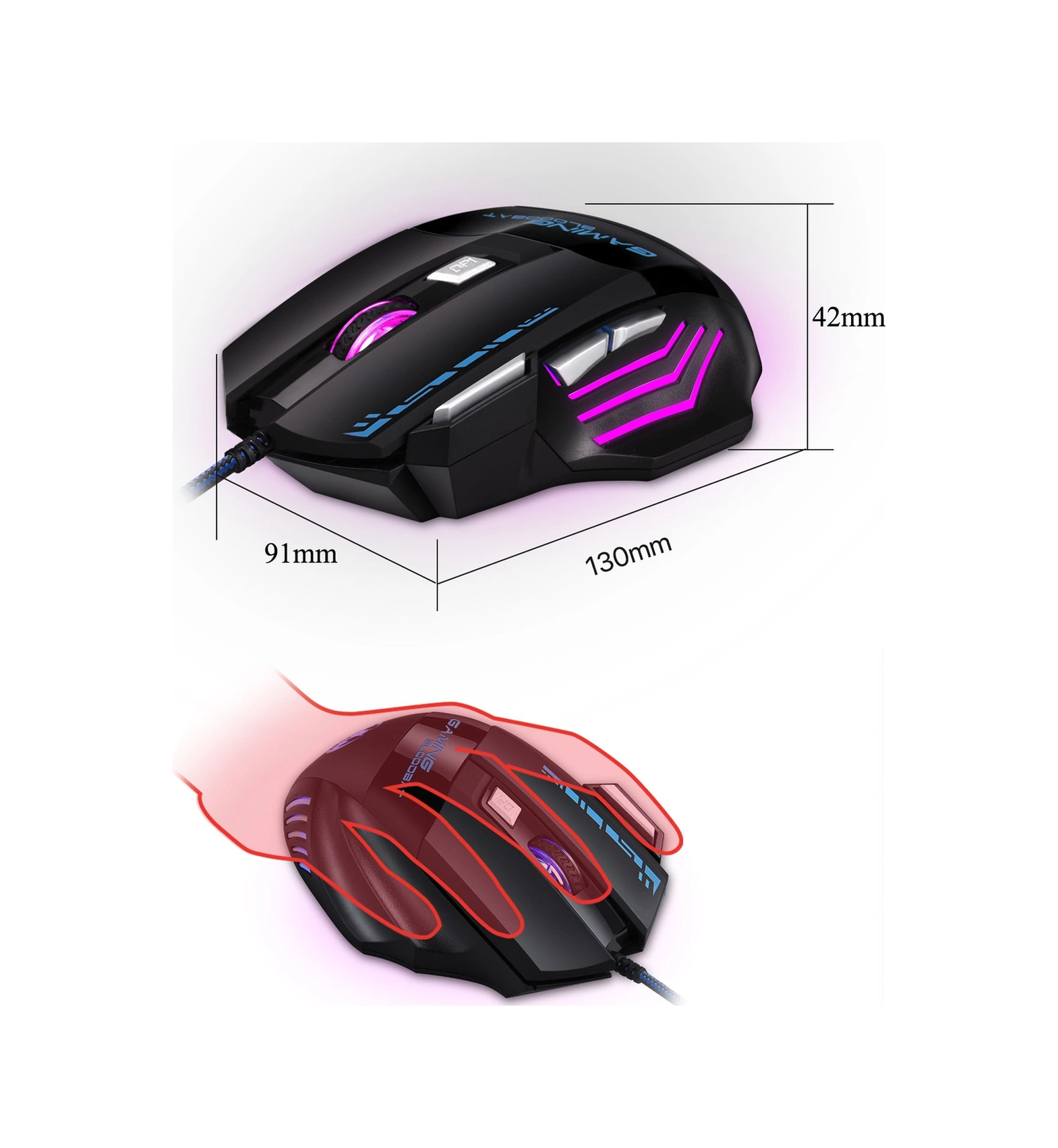Sones Gamıng Bloodbat Gm02 7 Tuşlu Usb Kablolu Optoelektronik Oyun Faresi Dijital Solunum Işıkları Faresi Diğer