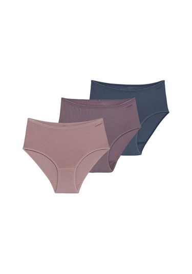 Kadın Külot 3lü Paket Essential 1577 - Mor Pembe Denim Çok Renkli