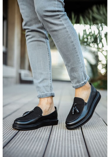 Ch002 Cst Loafer Pelle Erkek Ayakkabı Sıyah Siyah