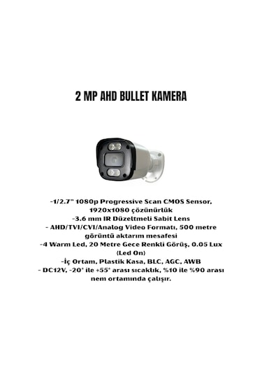 1'li Kamera Seti 2 Mp 3.6mm Full Color Serisi