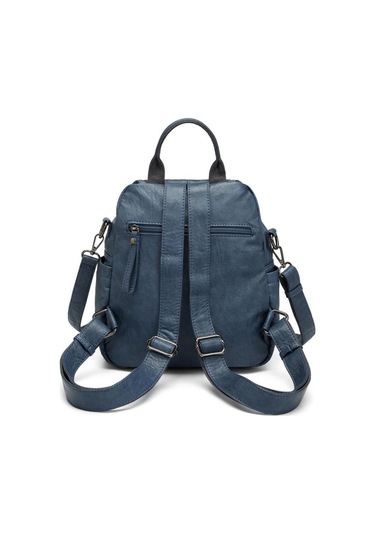Yıkama Deri Sırt Askılı Kadın Çantası 21-k Barcelona 1908 Lacivert