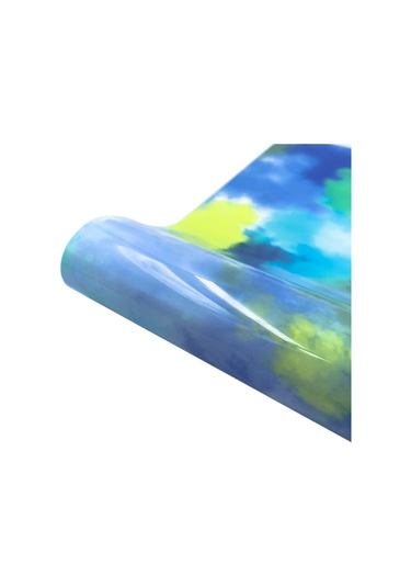 Bulutlar Suluboya Kravat Boya Isı Transferi Vinil Yap İşaret Desen Cricut Film 50 X 100cm Mavi Sarı