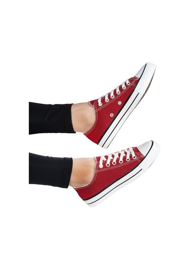 Unisex Bordo Keten Spor Ayakkabı Bordo