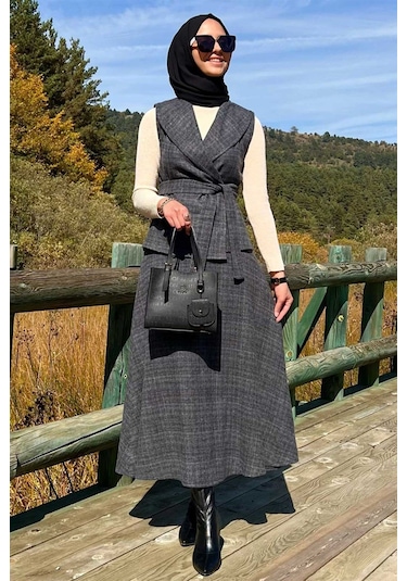 Azize Etek Yelek Takım Antrasit Çok Renkli