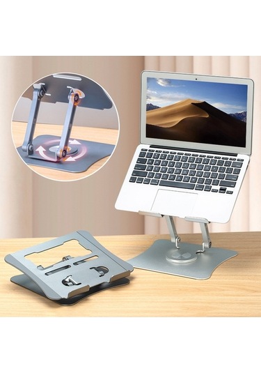 Ebitda Alüminyum Dizüstü Bilgisayar Braketi, Katlanabilir, 360 Derece Dönenebilen, Isı Dağılımlı, Gri