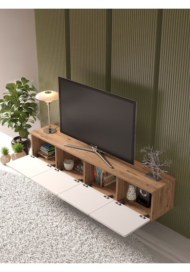 Bohem Şık 180 Cm 4 Kapaklı Mdf Kapak Duvar Tv Ünitesi Atlantikçam
