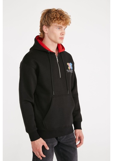 Jepublic Jp Pop Up Detaıled Fleece Sweatshırt Siyah