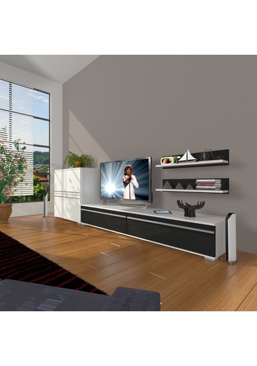 Decoraktiv Eko On Mdf Std Tv Ünitesi Tv Sehpası Beyaz - Siyah