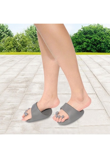Suntek 2 Adet Akupresür Ayak Masaj Terliği Ayırıcı Ev Ofis Gri Gri