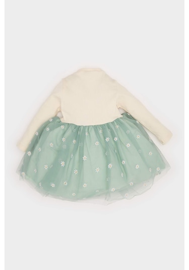DeFacto Kız Bebek Çiçekli Uzun Kollu Tül Elbise D9327A525SPGN1114 Yeşil DeFacto Kız Bebek Çiçekli Uzun Kollu Tül Elbise D9327A525SPGN1114 Yeşil