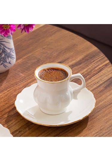 Perotti 4311 Emery 12 Parça Yaldızlı Porselen Kahve Fincan Takımı