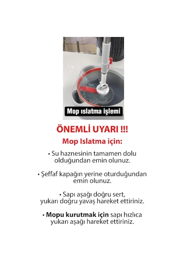 Pony Gri 4 Adet Mikrofiber Mop Temiz & Kirli Suyu Ayırma Özelliği Otomatik Temizlik Seti Paspas