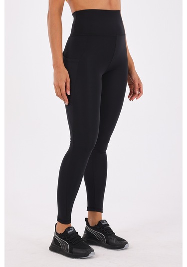 Scorp Sculpt Kadın Yüksek Bel Toparlayıcı Push Up Cepli Uzun Spor Tayt Siyah STANDART