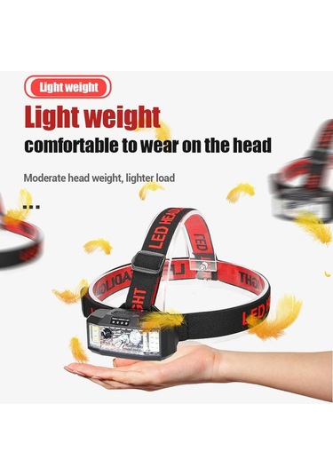 Police Ps-1970 Led Güçlü Çok Fonksiyonlu Usb Şarj Edilebilir Sensörlü Kafa Lambası Kırmızı - Siyah