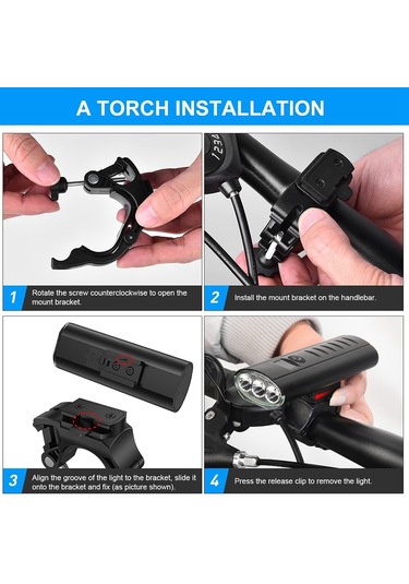 Bisiklet Lambası Montaj Braketi - 0,86-1,39 İnç Bisiklet Gidonlarına Uygun Siyah