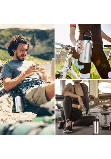 Tomshoo H8315ss-bh+h8-1050ml Paslanmaz Çelik Su Şişesi Sızdırmaz Gümüş