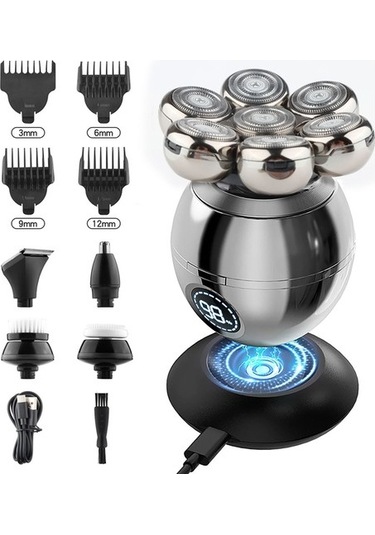 Joyhub Erkekler İçin Şarj Edilebilir 7'si 1 Arada Saç Sakal Burun Kesme Makinesi Siyah Stand E2abt3