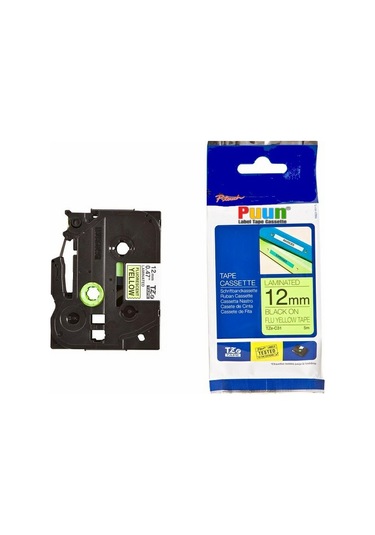 Puun Brother P-Touch TZE-C31 12MM x 8m Fosforlu Sarı Yellow Üzeri