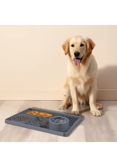 Sones Pet Silikon Yalama Yemek Mat Dikdörtgen 6 1 Köpek Yavaş Besleme Pedleri Kazıyıcı İle