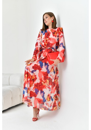 Ftz Women Kadın Desenli Elbise Mercan 30842-Mercan