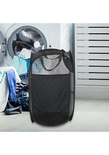 Suntek Banyo Yurdu Ev Için Çamaşır Sepeti Polyester Siyah