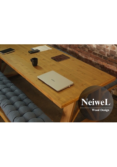 Neiwel Dios Doğal Ahşap Banklı Toplantı Masasıı x 100 x 240 Açık Ceviz
