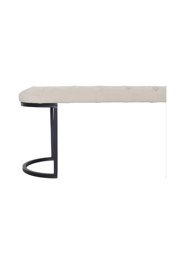 Elısse Black Puf - Metal Ayaklı Kapitoneli Model Puf, Krem Bench