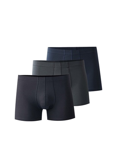 Josejuan 3'Lü Erkek Boxer Koton Likralı Yan Dikişsiz 1001-Siyah - Antrasit - Lacivert
