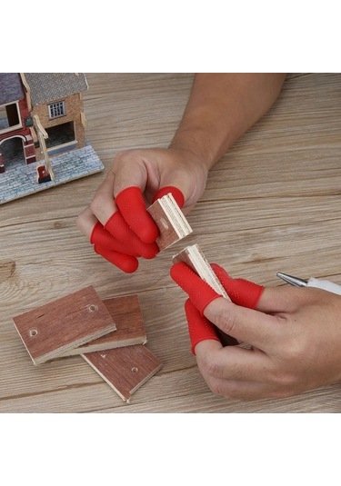 Venturemart Kırmızı Stil 3 Parça Kaymaz Sıcak Tutkal Tabancası Parmak Kapakları Silikon Parmak Koruyu