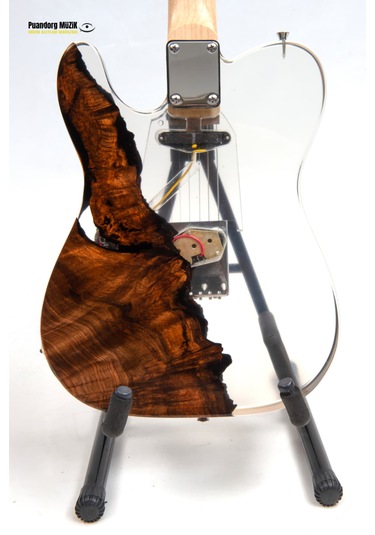 Elektro Gitar Custom Epoksi & Yıllanmış Ağaç Kişiye Özel Beyaz - Siyah