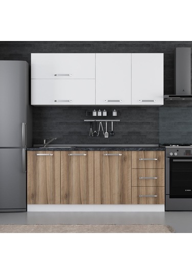 Minar 185 Cm Mutfak Dolabı Beyaz Dore 185-d2