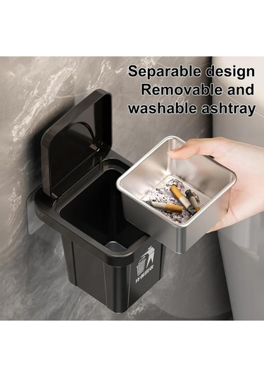 Hombey Duvar Kurulu Sigara Kömürü Kutusu - Siyah Abs Ve Paslanmaz Çelik Materyal Siyah