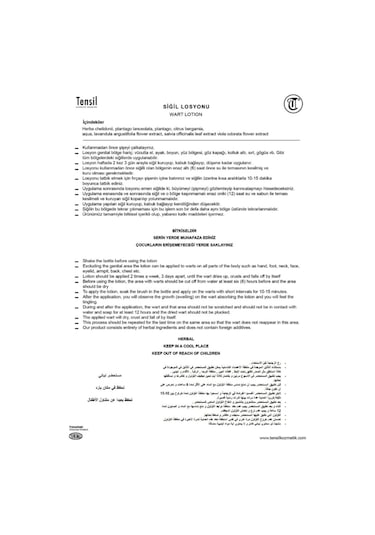 Tensil Siğil Losyonu Bitkisel Solüsyon Wart Lotion