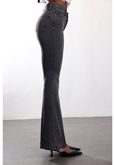5in1Canpolat Antrasit Full Likra Toparlayan Flare Jean 7578 Antrasit