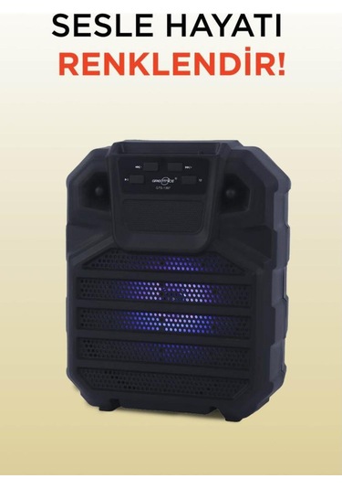 1397 Siyah 6,5 İnc Rgb Ledli Taşınabilir Bluetooth Hoparlör Parti Speaker