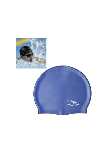 Dm Yetişkinler İçin Su Geçirmez Düz Koyu Mavi Silikon Yüzme Bonesi Koyu Mavi