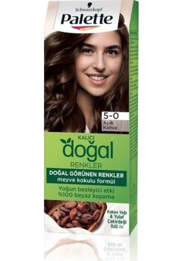 Palette Kalıcı Doğal Renkler Saç Boyası 5.0 Açık Kahve 3'lü