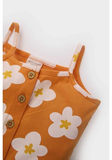 Defacto Kız Bebek Çiçekli Askılı Tulum C0077a525hsog316 Turuncu