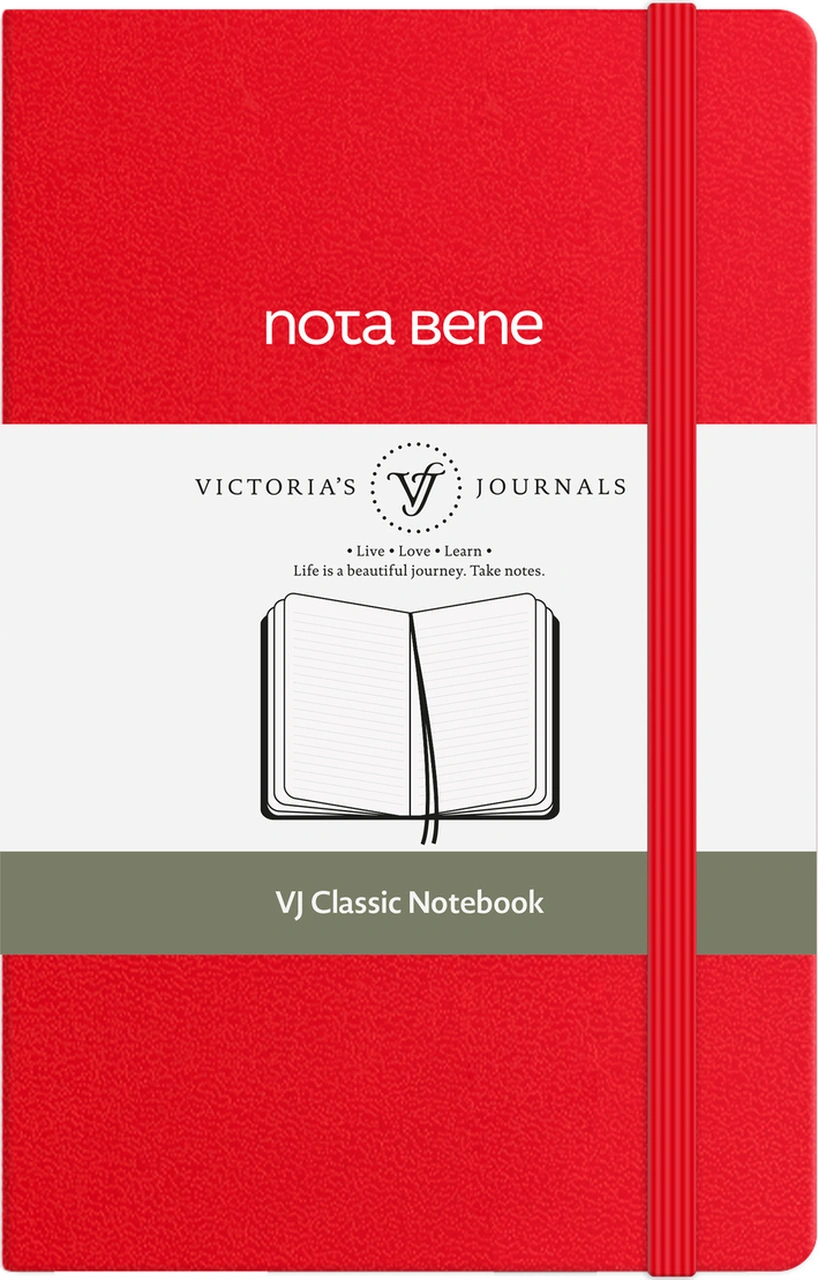 Nota Bene Classic Sert Kapak Defter, 9x14 Cm, Çizgili Red