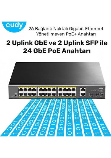 Cudy GS1026PS2 2 Port Gigabit 24 Port Gigabit Poe 10/100mbps 300w Metal Kasa Switch