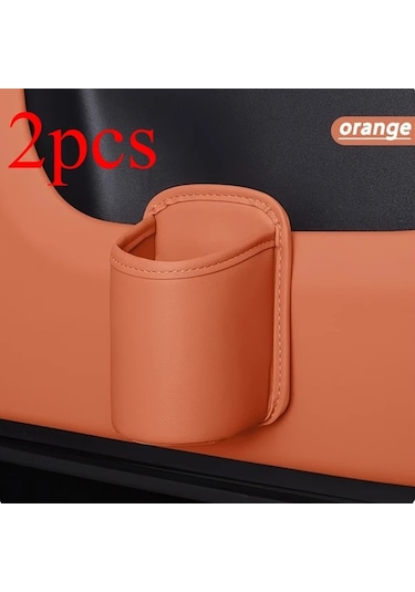 Chuangyinshop Orange 2 Adet - Kaymaz Kupa Tutucu Organizatör, Pu Deri Spillsiz Araç Çok Fonksiyonlu Saklama Kutusu