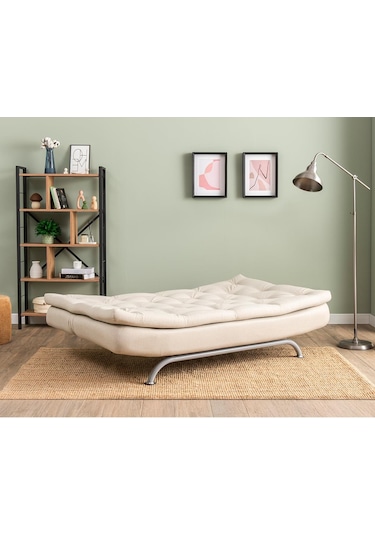 Pafu Rivo Üçlü Yataklı Koltuk - Keten Krem Krem