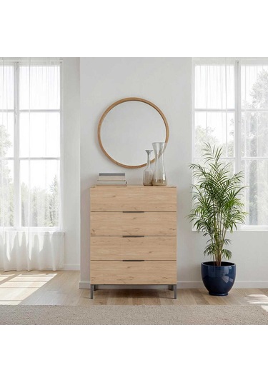 Oryana 4 Çekmeceli Şifonyer - Florida Meşe 80x104x44 Cm Kahverengi